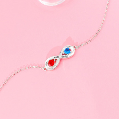 Infinity Birthstone Bracelet Adjustable Personalized Engraved Name Bracelet