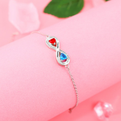 Infinity Birthstone Bracelet Adjustable Personalized Engraved Name Bracelet