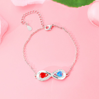 Infinity Birthstone Bracelet Adjustable Personalized Engraved Name Bracelet