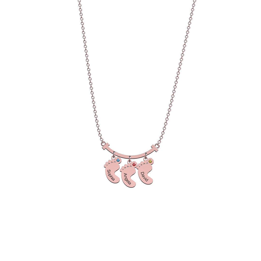 Mother's Day Gift Smile Bar Pendant With Baby Feet
