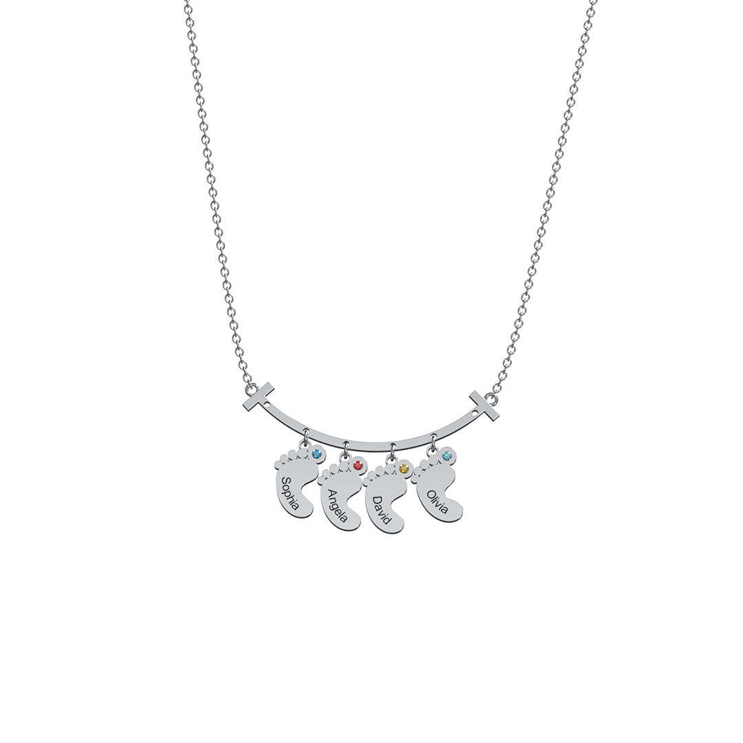 Mother's Day Gift Smile Bar Pendant With Baby Feet
