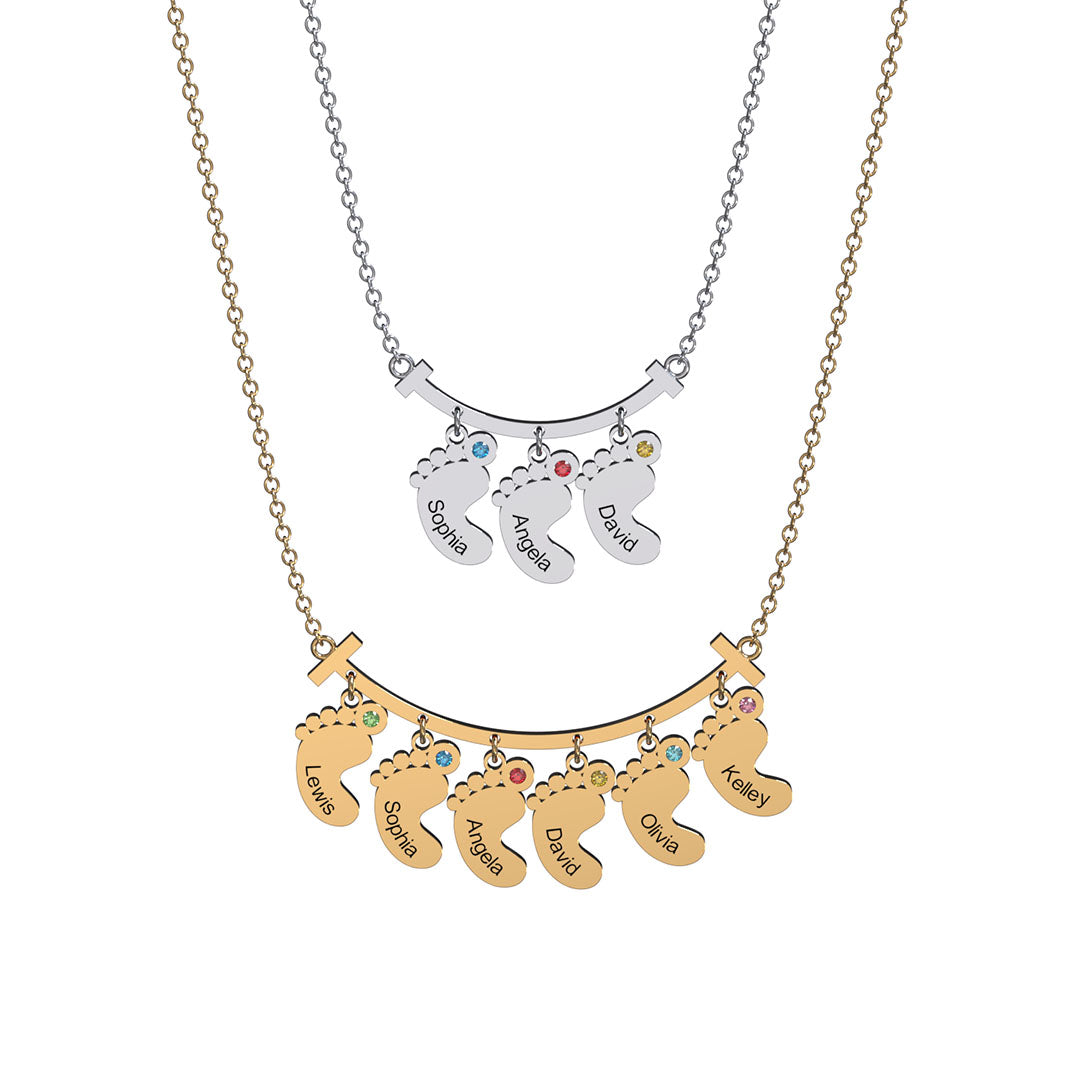 Mother's Day Gift Smile Bar Pendant With Baby Feet