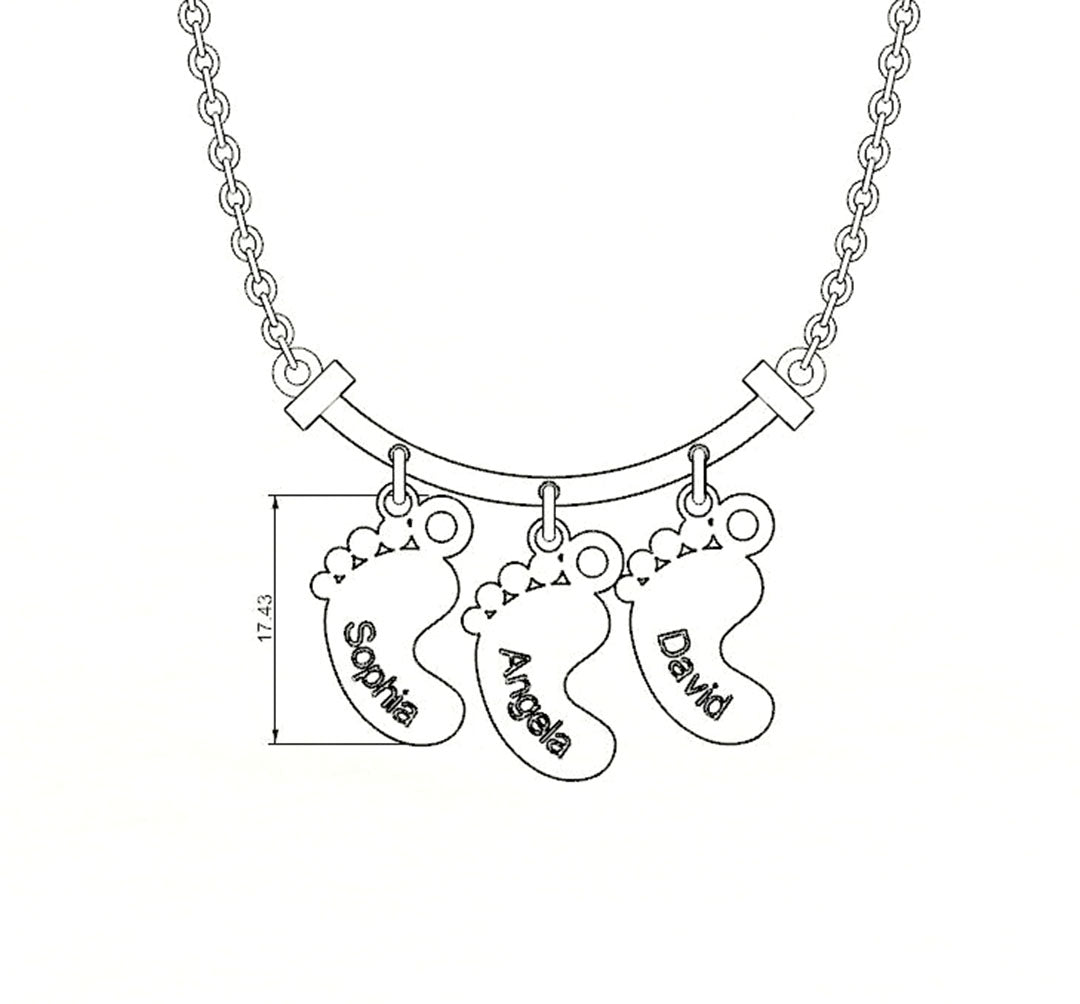 Mother's Day Gift Smile Bar Pendant With Baby Feet