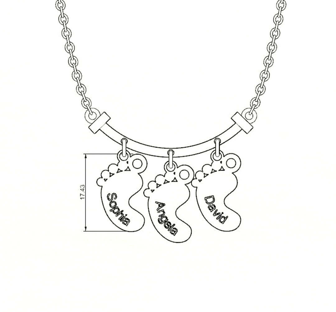 Mother's Day Gift Smile Bar Pendant With Baby Feet