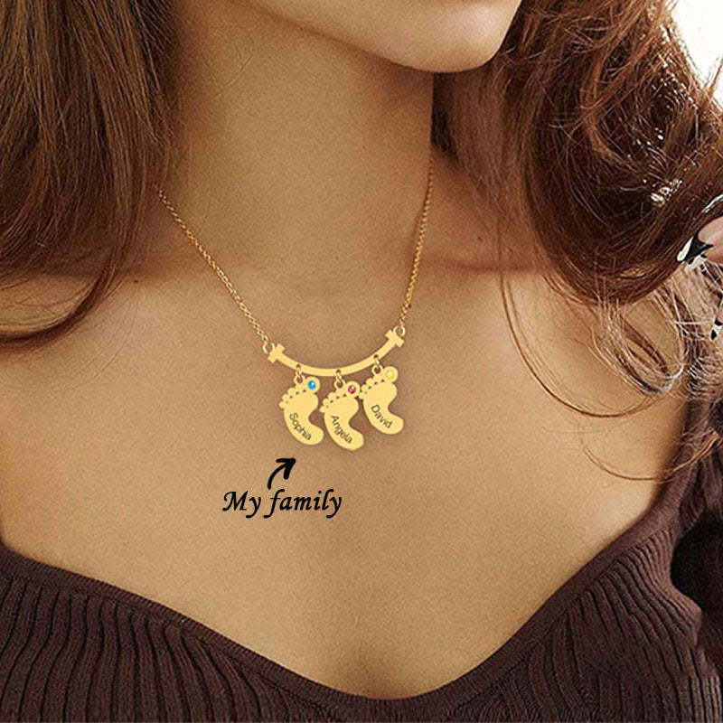 Mother's Day Gift Smile Bar Pendant With Baby Feet