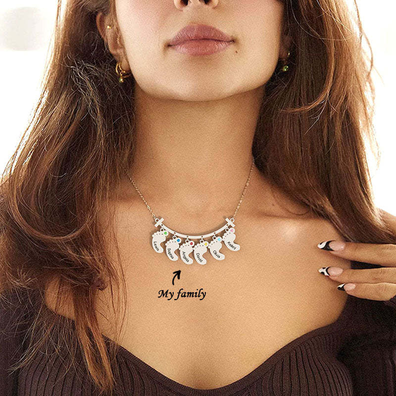 Mother's Day Gift Smile Bar Pendant With Baby Feet