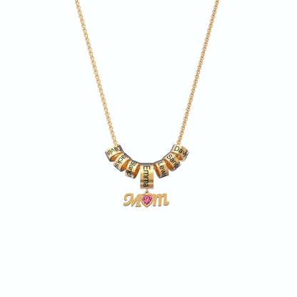 Personalized Mom Birthstone Necklace With Custom Beads