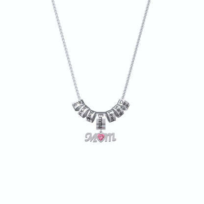 Personalized Mom Birthstone Necklace With Custom Beads