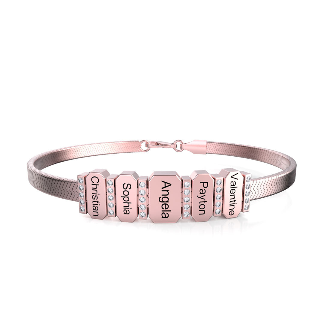 Mother's Day Gift Snake-shaped Chains With Custom Diamond Family Beads