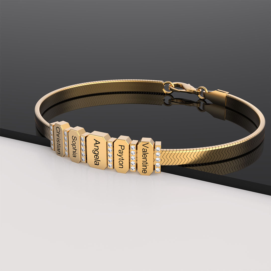 Mother's Day Gift Snake-shaped Chains With Custom Diamond Family Beads