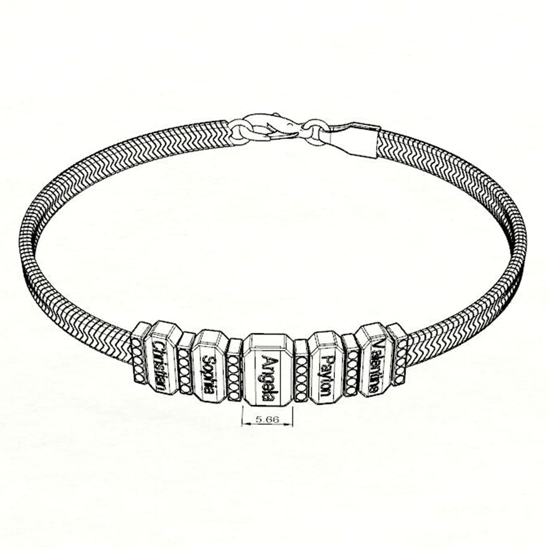 Mother's Day Gift Snake-shaped Chains With Custom Diamond Family Beads