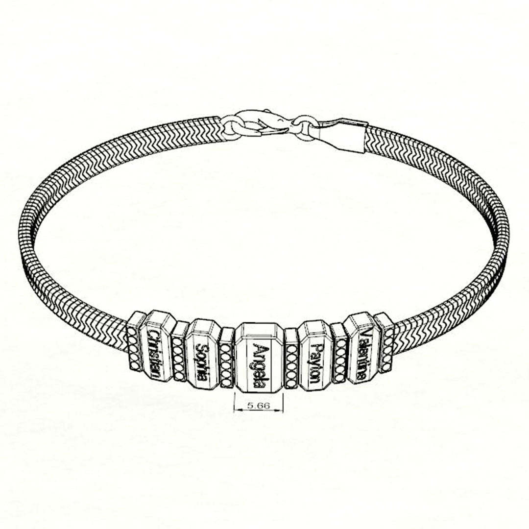 Mother's Day Gift Snake-shaped Chains With Custom Diamond Family Beads