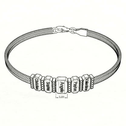 Mother's Day Gift Snake-shaped Chains With Custom Diamond Family Beads