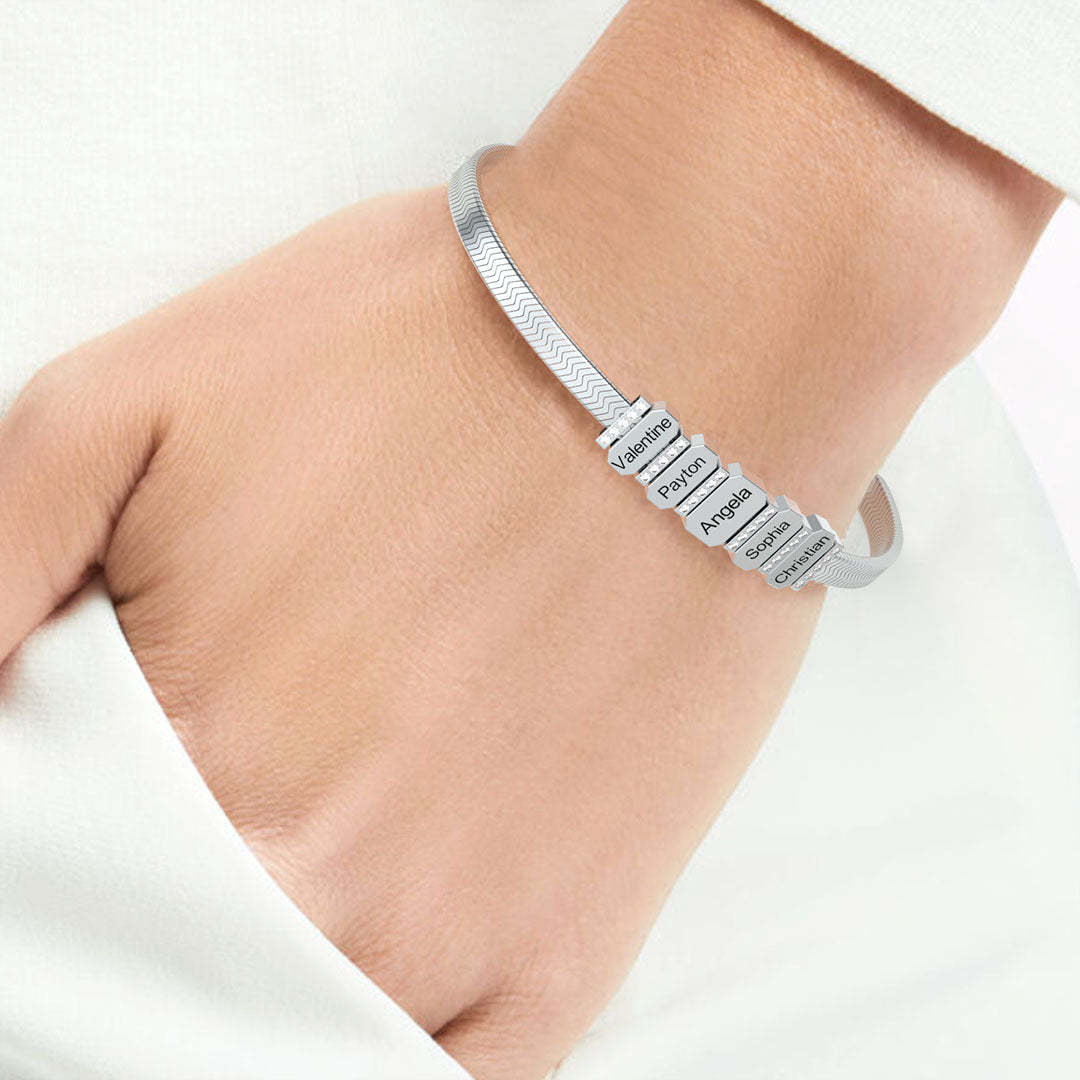 Mother's Day Gift Snake-shaped Chains With Custom Diamond Family Beads