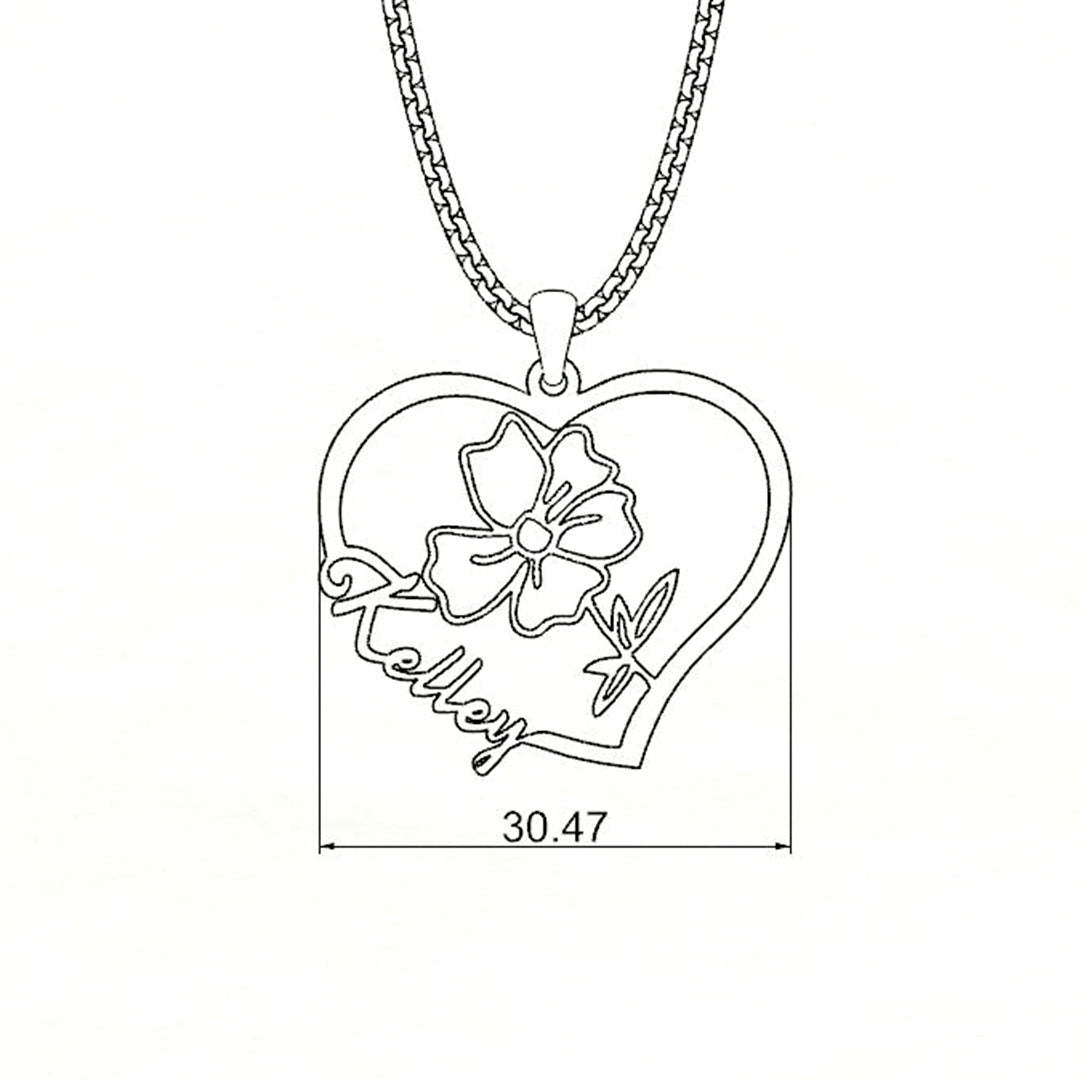 Everlasting Blooms: Birth Flower Love Heart Necklace