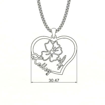 Everlasting Blooms: Birth Flower Love Heart Necklace
