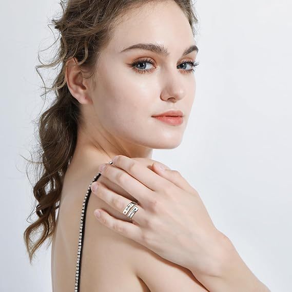 Personalized Spiral Twist Ring for Women Customized Engraving NameDate with Birthstones Adjustable Open Wrap Band Promise Ring Gift for Wedding Engagement