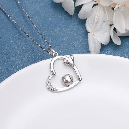 Christmas Gift 925 Sterling Silver Baseball/Football Necklace Sports Jewelry Gifts for Women Men