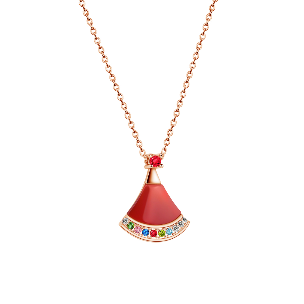 Santa Hat Custom Name Birthstone Necklace