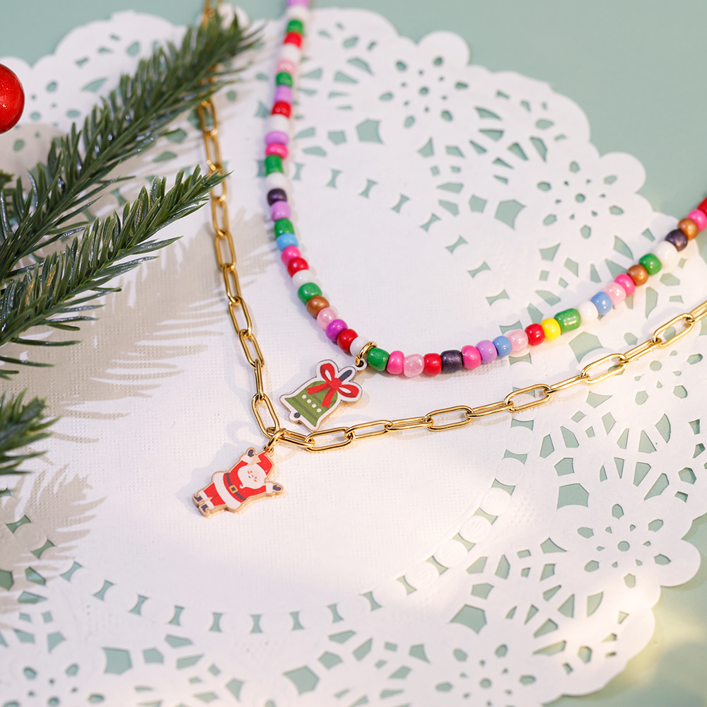 Christmas beads double layer necklace