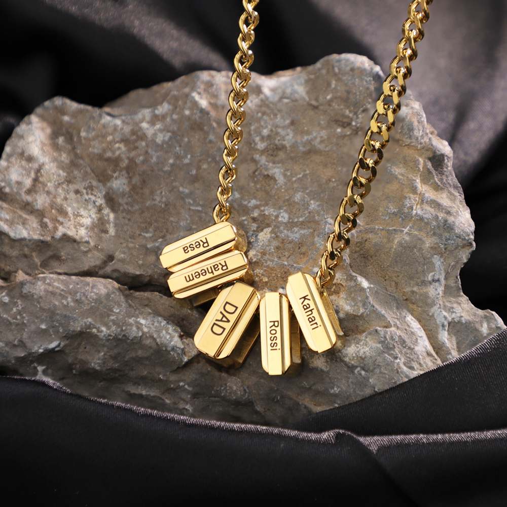 Men's Cuban Necklace With Personalized Diamond Beads Father's Day Gift