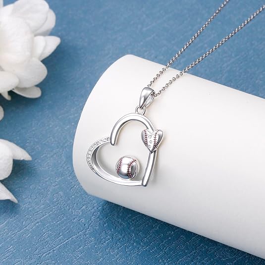 Christmas Gift 925 Sterling Silver Baseball/Football Necklace Sports Jewelry Gifts for Women Men