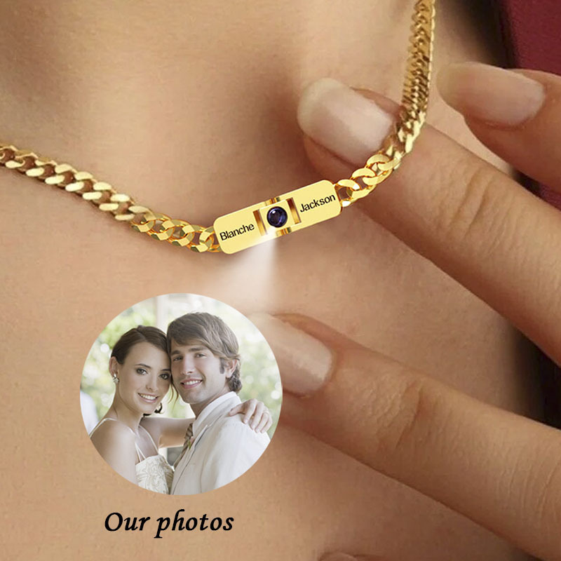 Personalized Couple Folding Projection Necklace