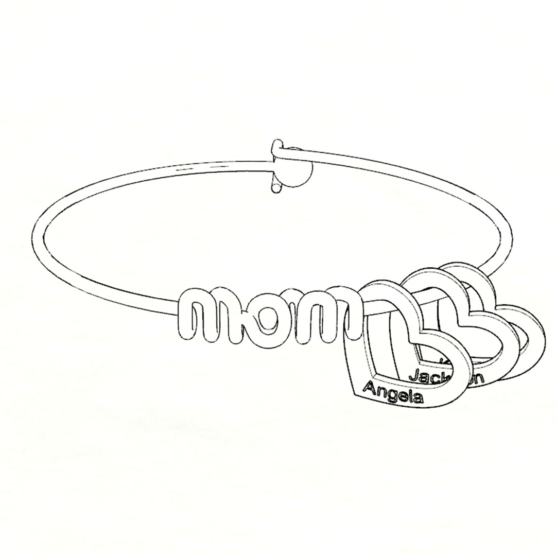 MOM Heart Bracelet Customized 1-8 Names