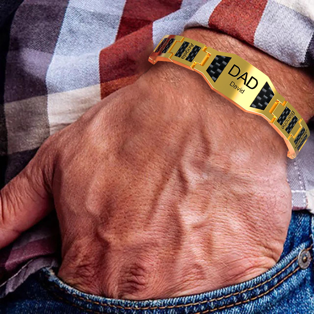 Father's Day Gift Men's Bracelet wtih Family Member's Name
