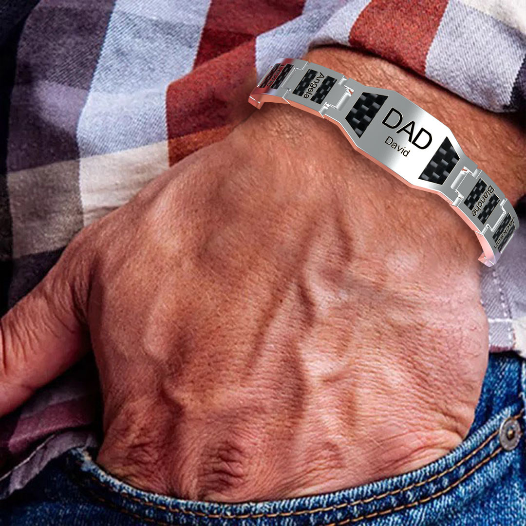 Father's Day Gift Men's Bracelet wtih Family Member's Name