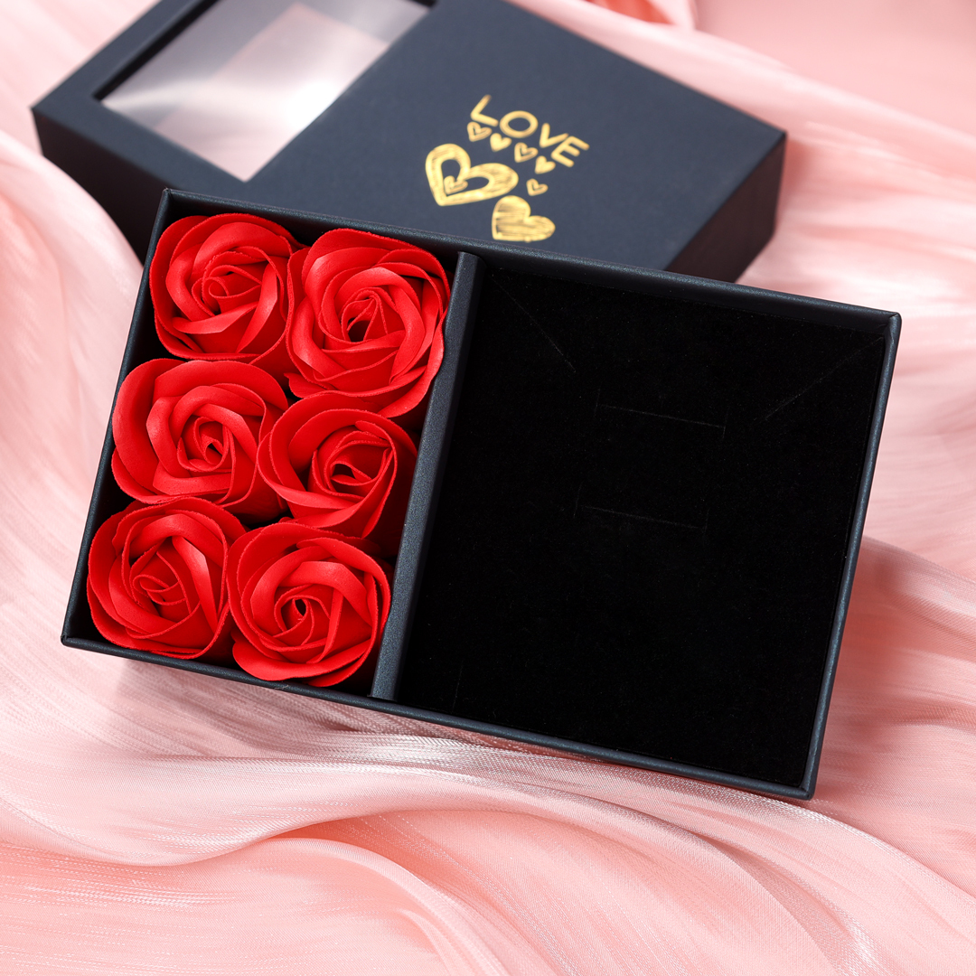 Enchanted Rose Jewelry Box Gift Package Black Pink