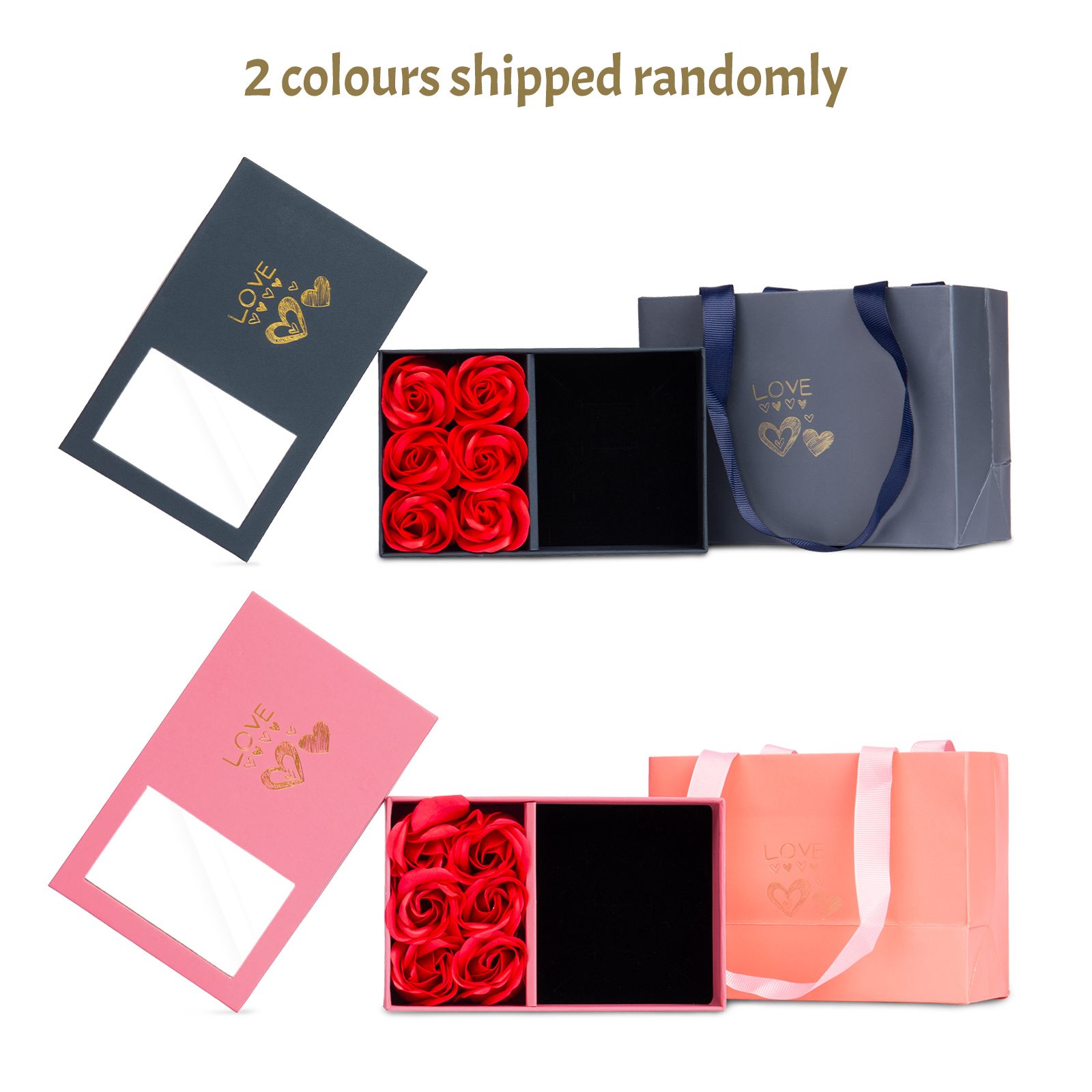 Enchanted Rose Jewelry Box Gift Package Black Pink