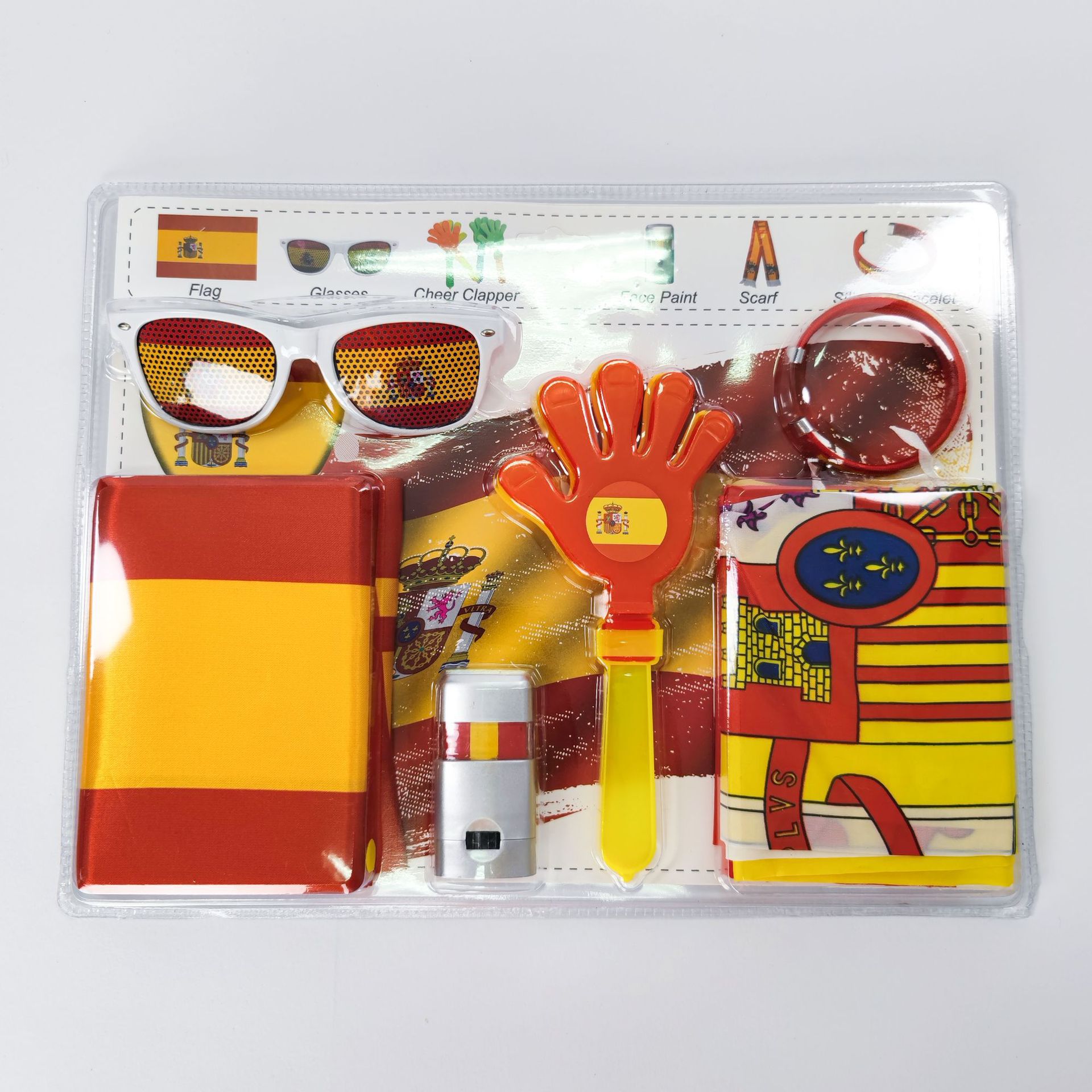 World Cup Cheering Kit Flag Football Scarf Fan Glasses Face Paint