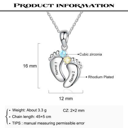 Mother's Day Gift Baby Feet Pendant Necklace with  Birthstone