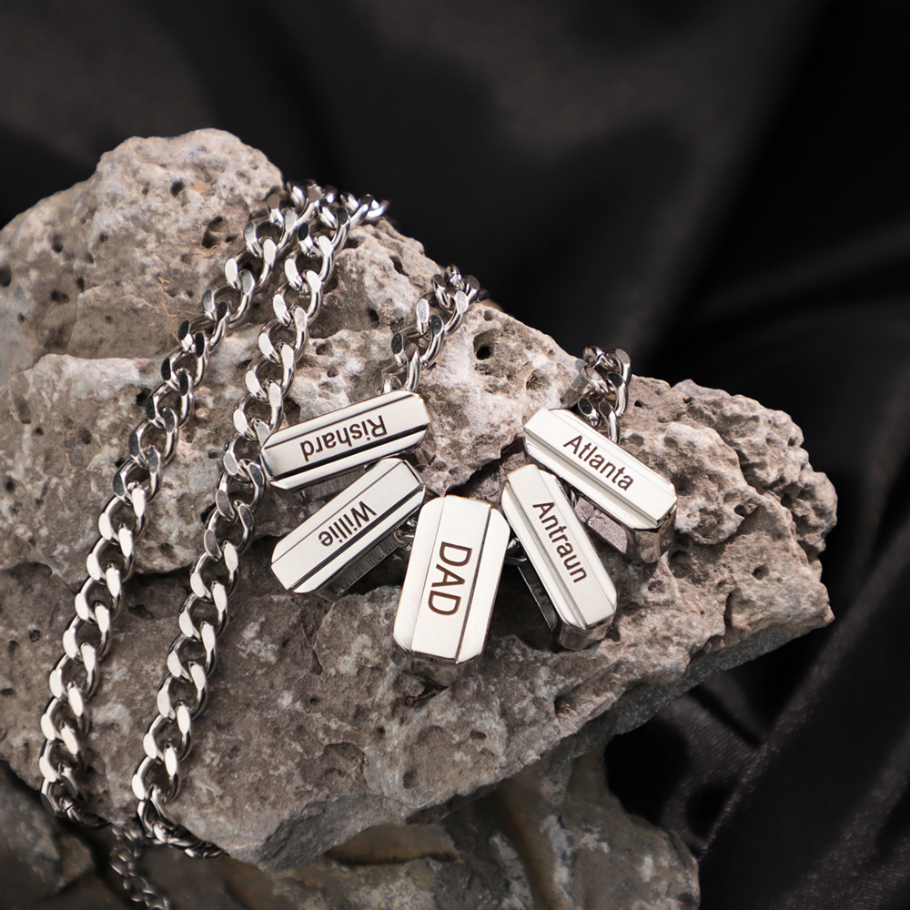 Men's Cuban Necklace With Personalized Diamond Beads Father's Day Gift