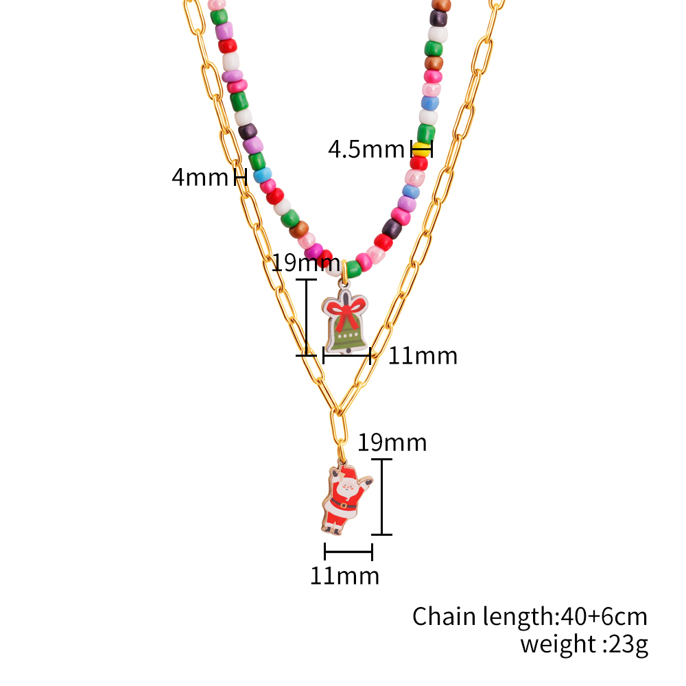 Christmas beads double layer necklace