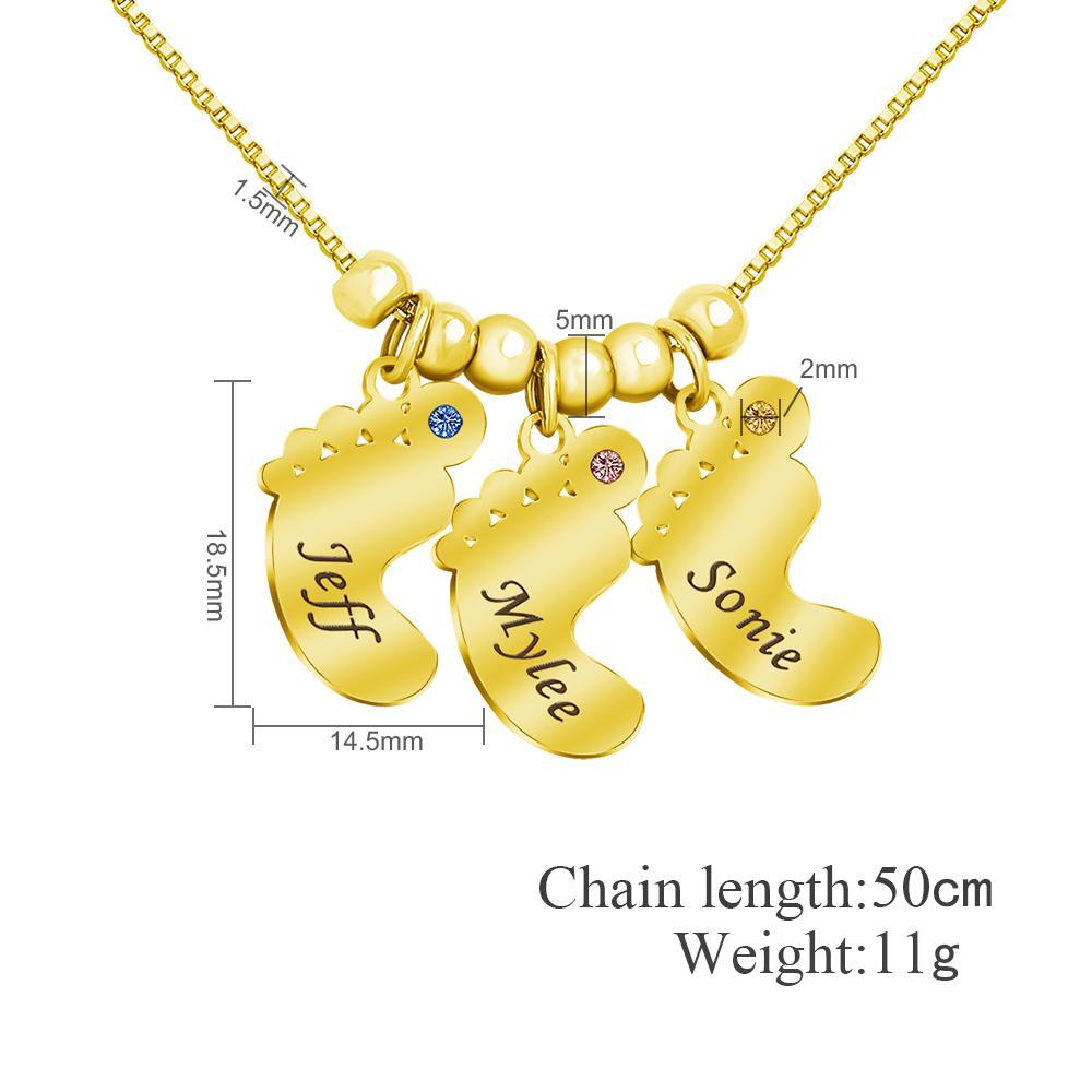 Personalized Baby Feet Pendant Birthstone Necklace