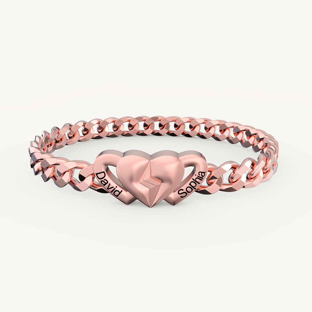 Cuban Chain Heart-shaped Buckle Couple Bracelet
