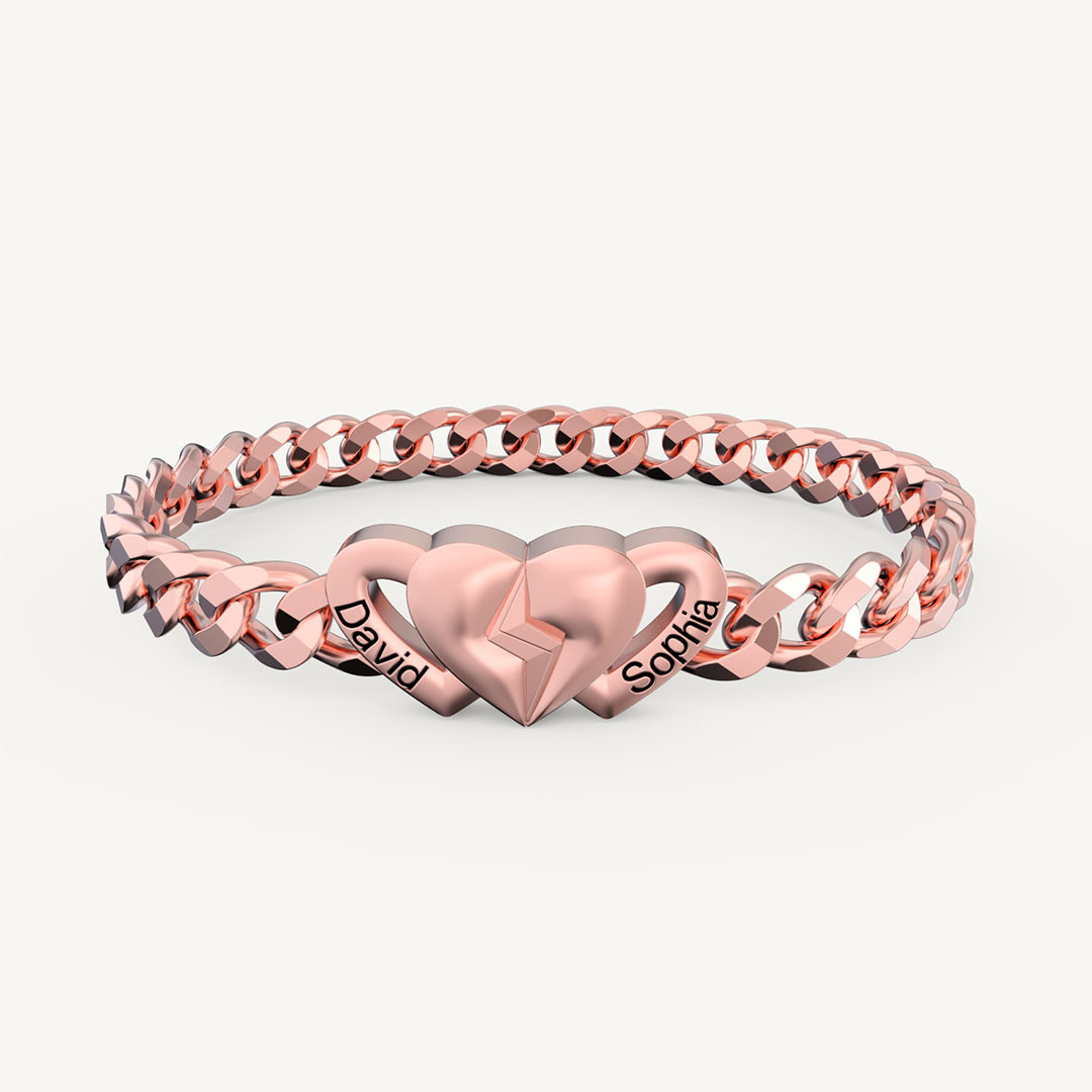 Cuban Chain Heart-shaped Buckle Couple Bracelet