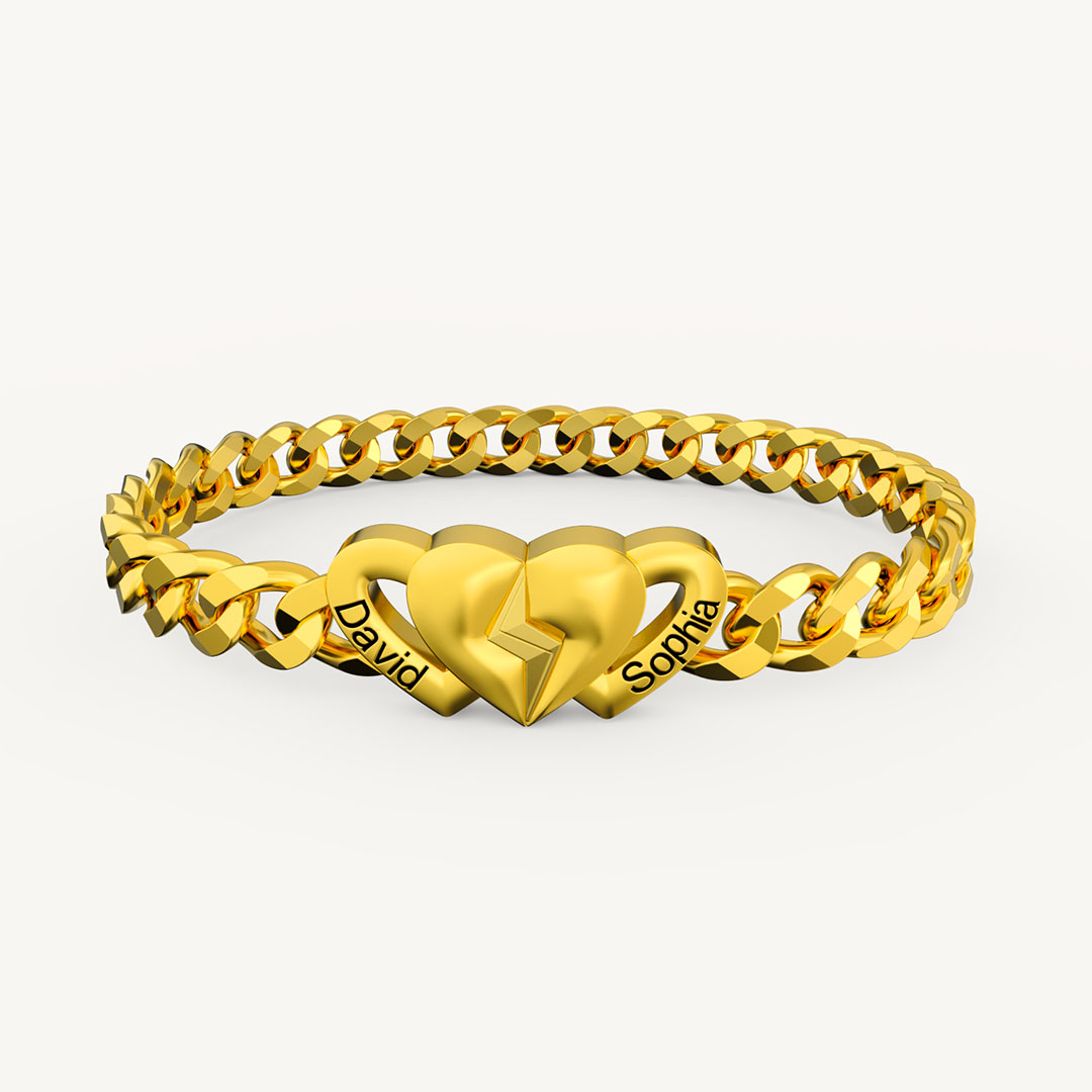 Cuban Chain Heart-shaped Buckle Couple Bracelet
