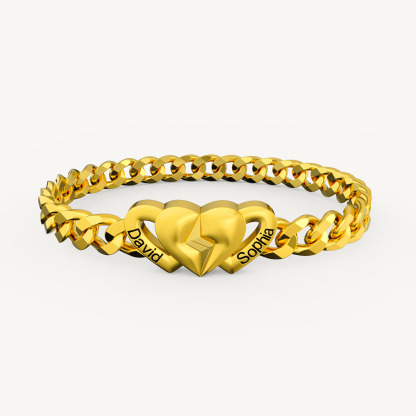 Cuban Chain Heart-shaped Buckle Couple Bracelet