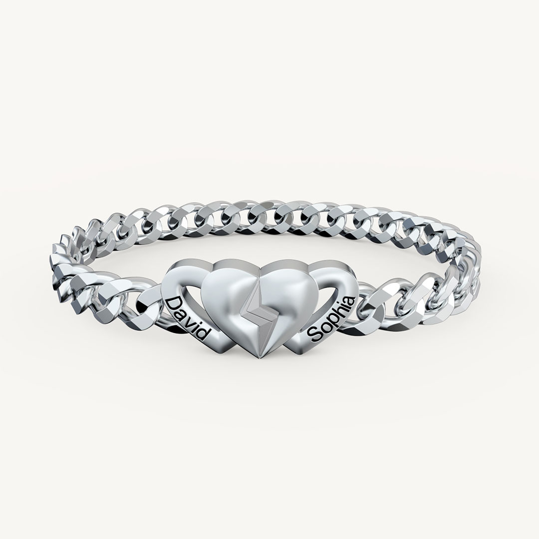 Cuban Chain Heart-shaped Buckle Couple Bracelet