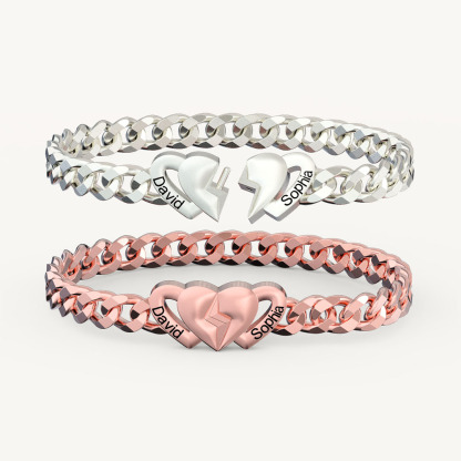 Cuban Chain Heart-shaped Buckle Couple Bracelet