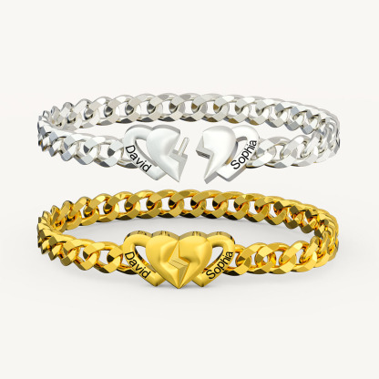 Cuban Chain Heart-shaped Buckle Couple Bracelet