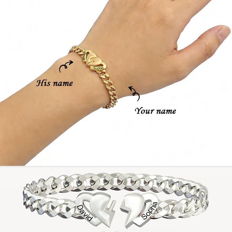 Cuban Chain Heart-shaped Buckle Couple Bracelet