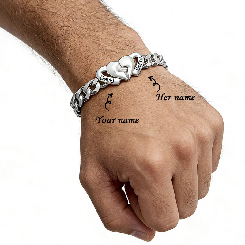 Cuban Chain Heart-shaped Buckle Couple Bracelet