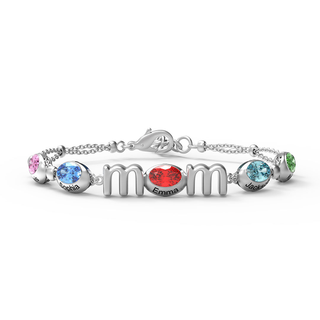 Customized Name Multi-Colored Birthstone Mother's Day Bracelet