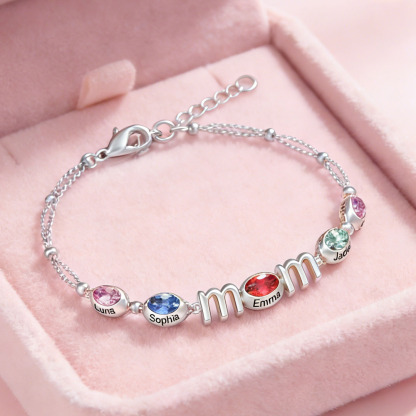 Customized Name Multi-Colored Birthstone Mother's Day Bracelet