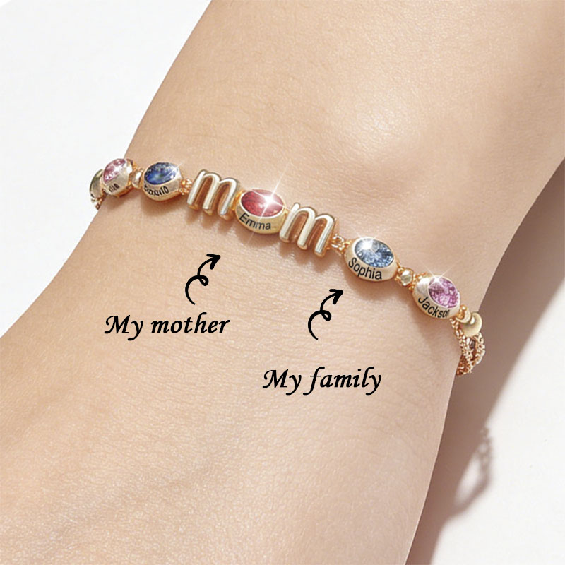 Customized Name Multi-Colored Birthstone Mother's Day Bracelet