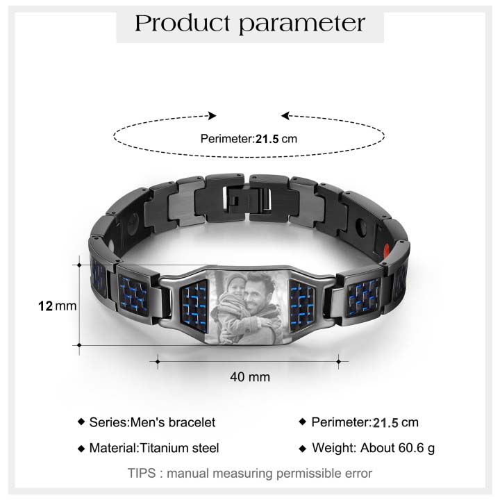 Custom Men Magnetic Bracelet Personalized Photo Bracelet for Him